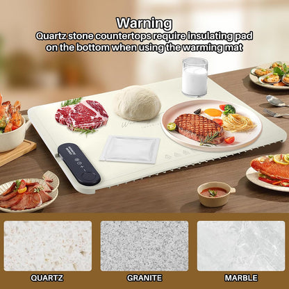 Professional Rollable Full Surface Heating Mat for Food Service, Portable Electric Silicone Defrosting Tray and Hot Plate in Beige