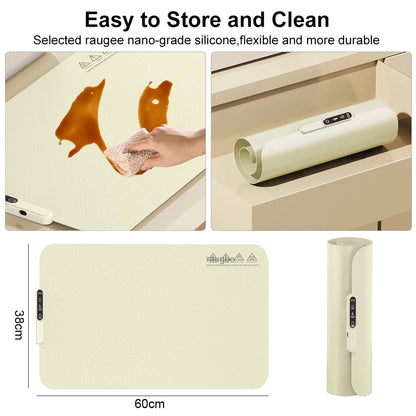 Electric Food Warmer Mat Foldable Silicone Warming Tray Portable 6 Tem Setting Full Surface Fast Heating Food Warmer Plate